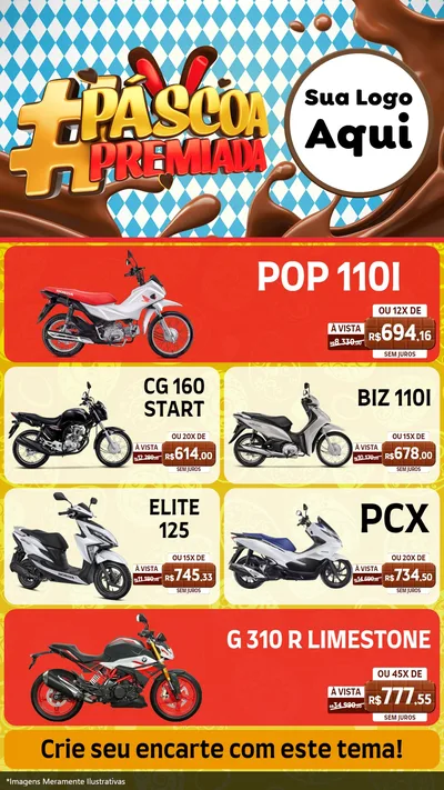 Modelo de TV para TV Vertical com o tema Páscoa Premiada para Concessionaria de Motos