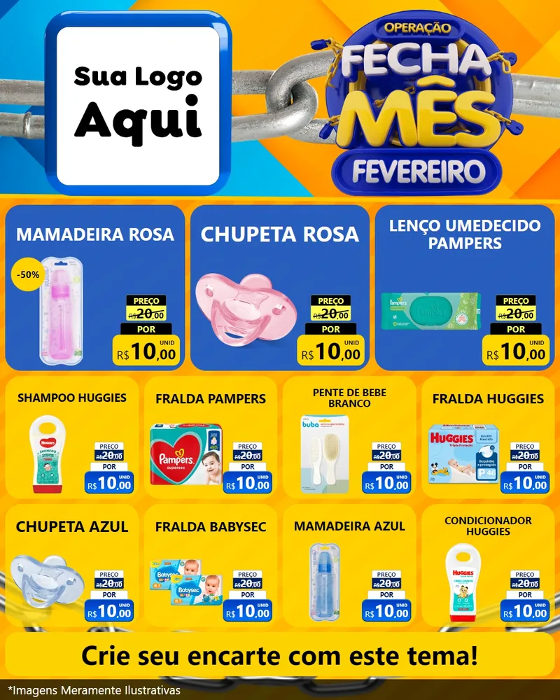 Modelo de Rede Social para Feed Instagram com o tema Operação Fecha Mês Fevereiro para Bebês