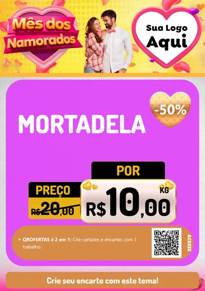 Modelo de Cartaz para Cartaz A4 Vertical com o tema Mês dos Namorados para Frios e Laticínios