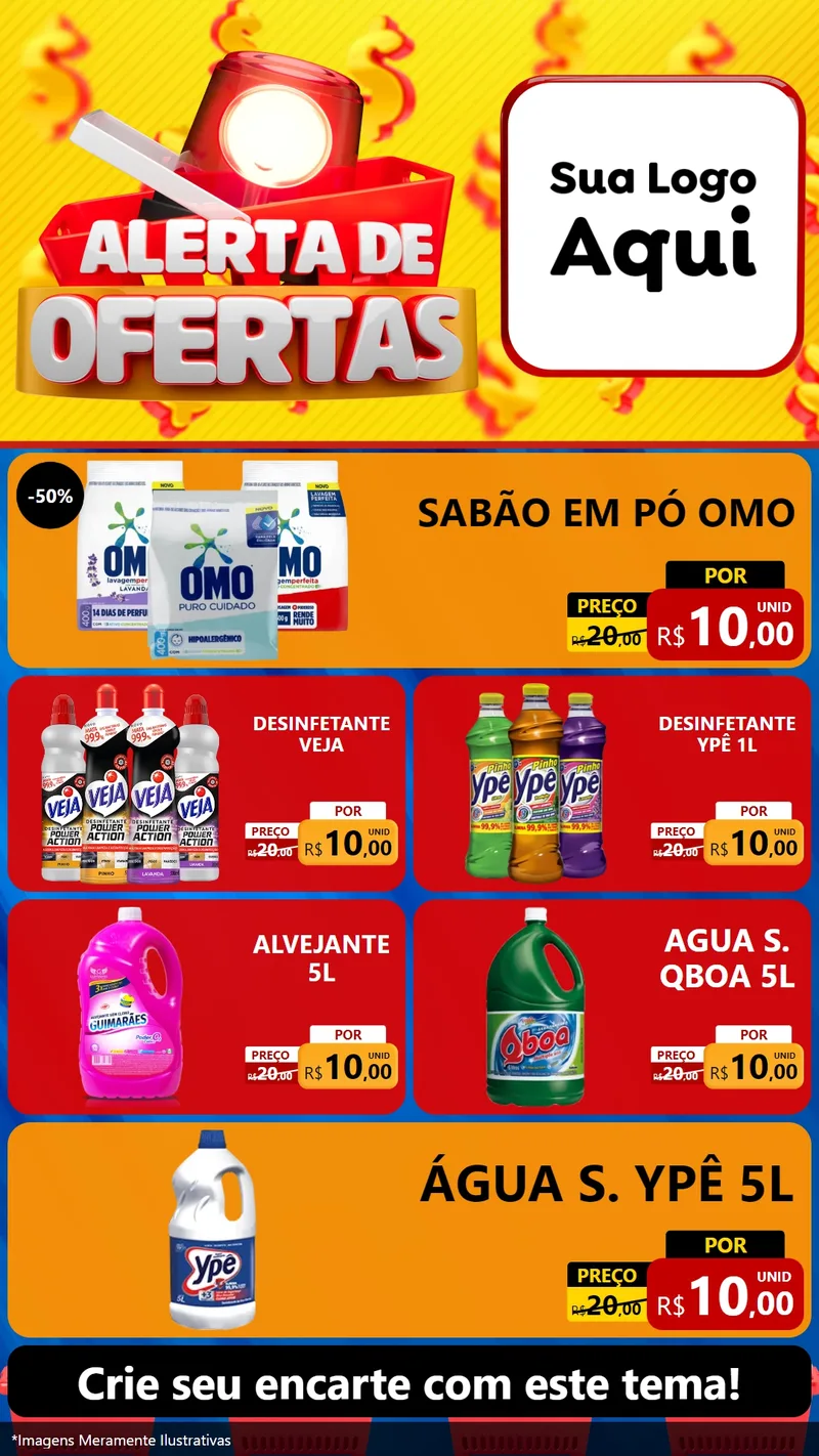 Modelo de TV para TV Vertical com o tema Alerta de Ofertas para Produtos de Limpeza