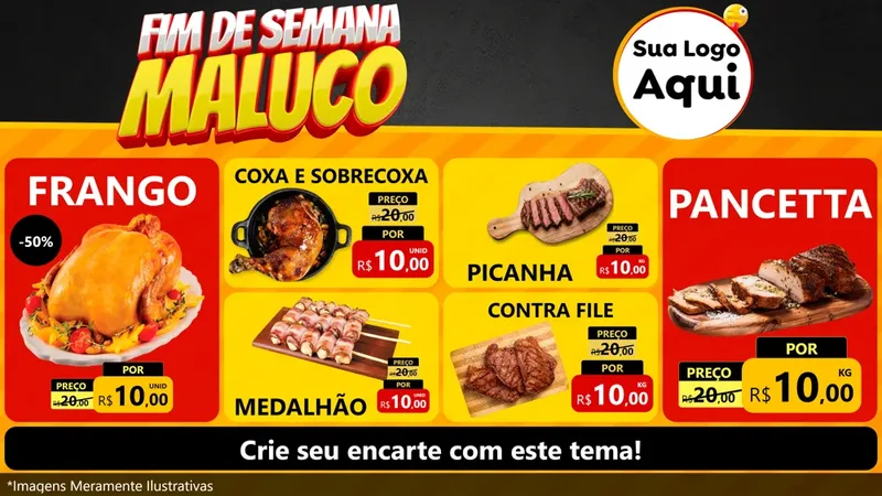 Modelo de TV para TV Horizontal com o tema Final de Semana Maluco para Assados