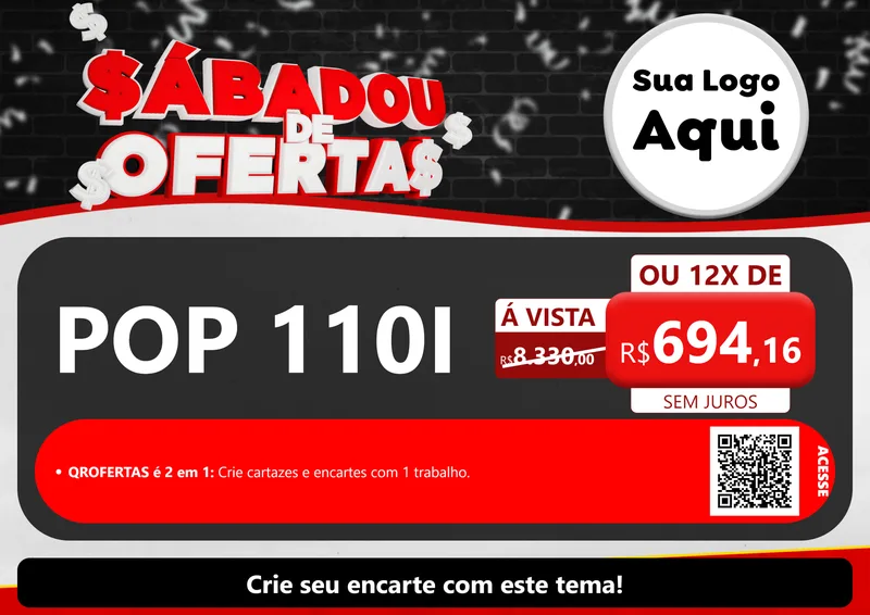 Modelo de Cartaz para Cartaz A4 Horizontal com o tema Sabadou de Ofertas para Concessionaria de Motos