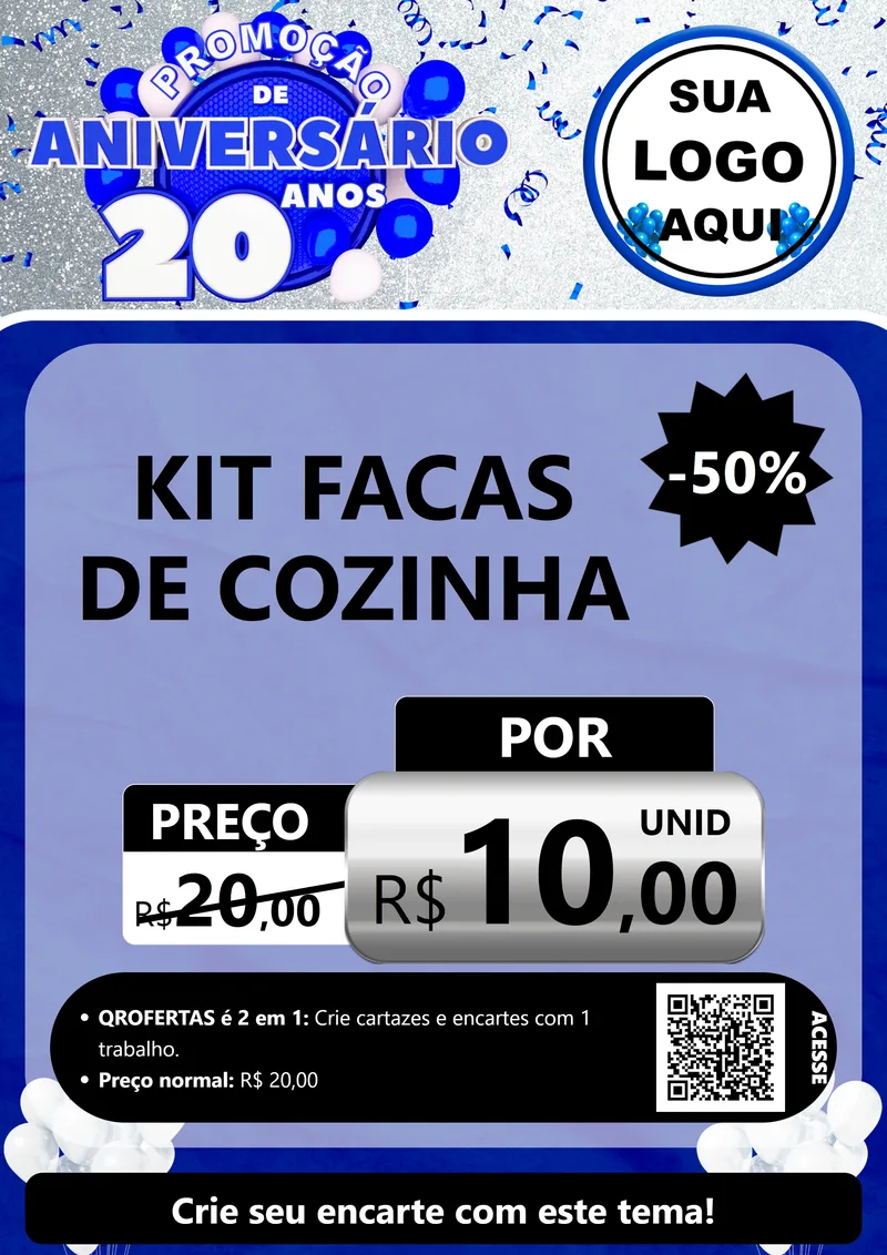 Modelo de Cartaz para Cartaz A4 Vertical com o tema Promoção de Aniversário - 20 Anos para Utilidades Domésticas