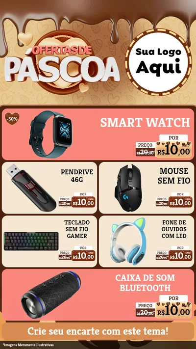 Modelo de TV para TV Vertical com o tema Ofertas de Páscoa para Informática