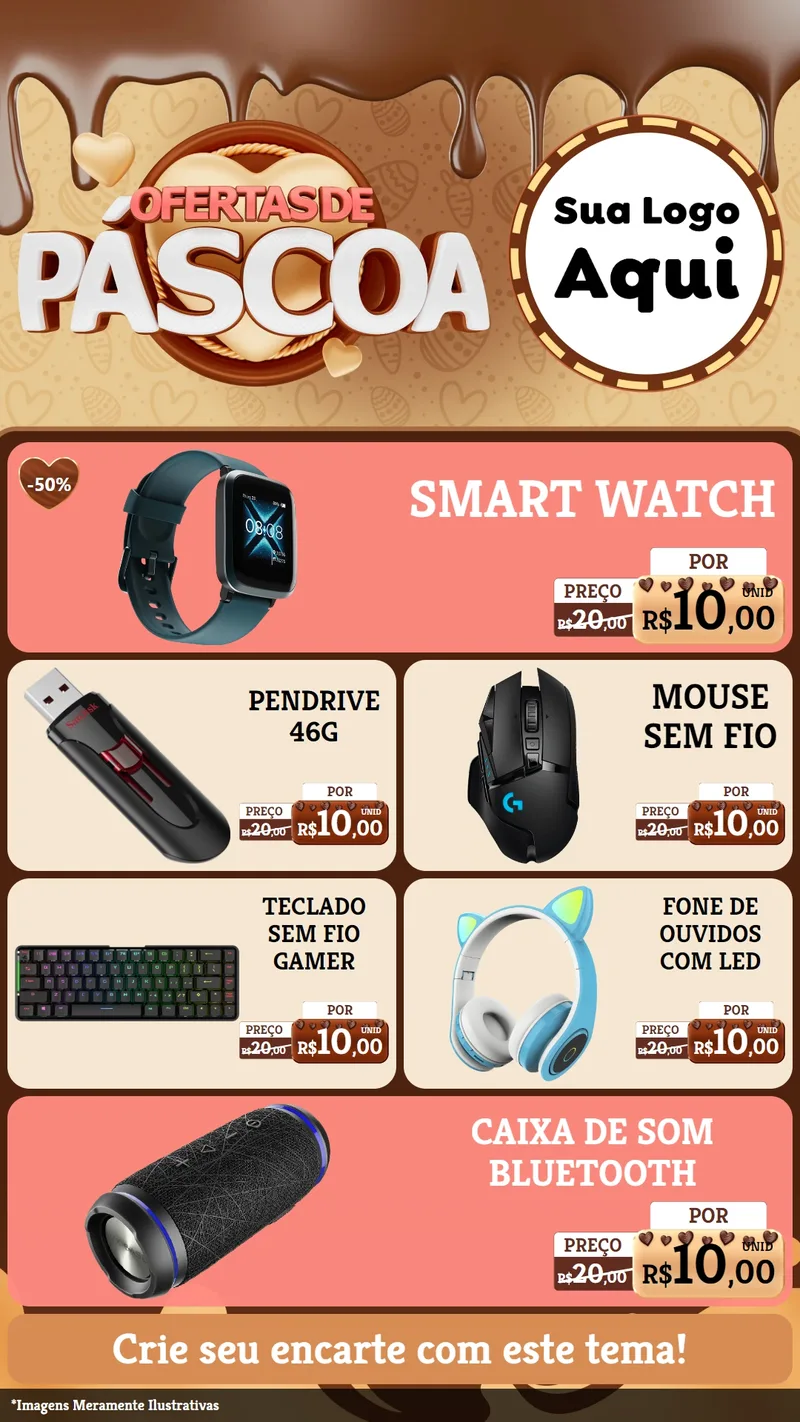 Modelo de TV para TV Vertical com o tema Ofertas de Páscoa para Informática
