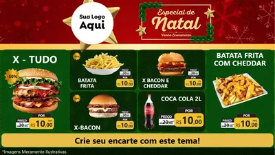Modelo de TV para TV Horizontal com o tema Especial de Natal para Hamburgueria
