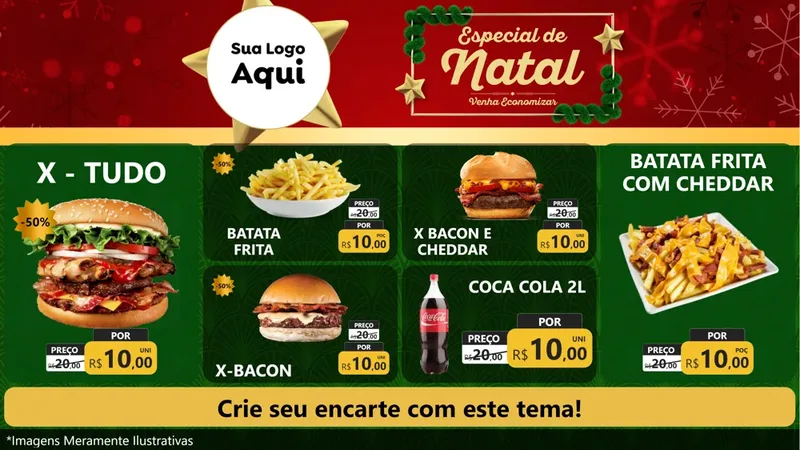 Modelo de TV para TV Horizontal com o tema Especial de Natal para Hamburgueria