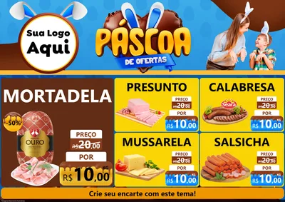 Modelo de Encarte para Encarte A4 Horizontal com o tema Páscoa de Ofertas para Frios e Laticínios