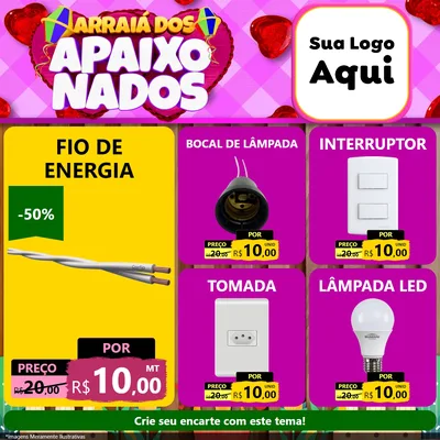 Modelo de Rede Social para Feed Facebook com o tema Arraiá dos Apaixonados para Materiais Elétricos