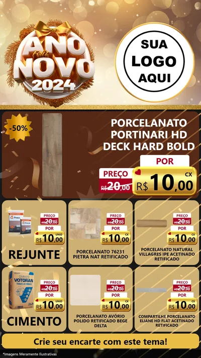 Modelo de Rede Social para Stories com o tema Feliz Ano Novo 2027 para Pisos e revestimentos