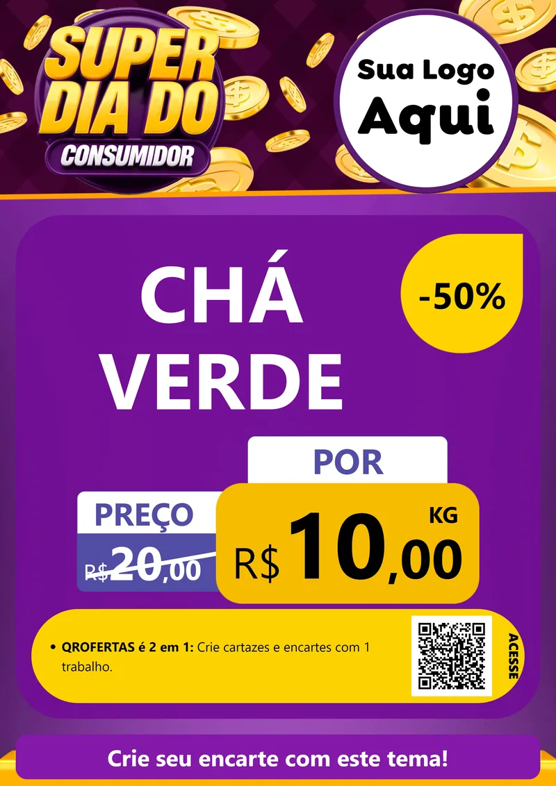 Modelo de Cartaz para Cartaz A4 Vertical com o tema Super Dia do Consumidor para Produtos Naturais