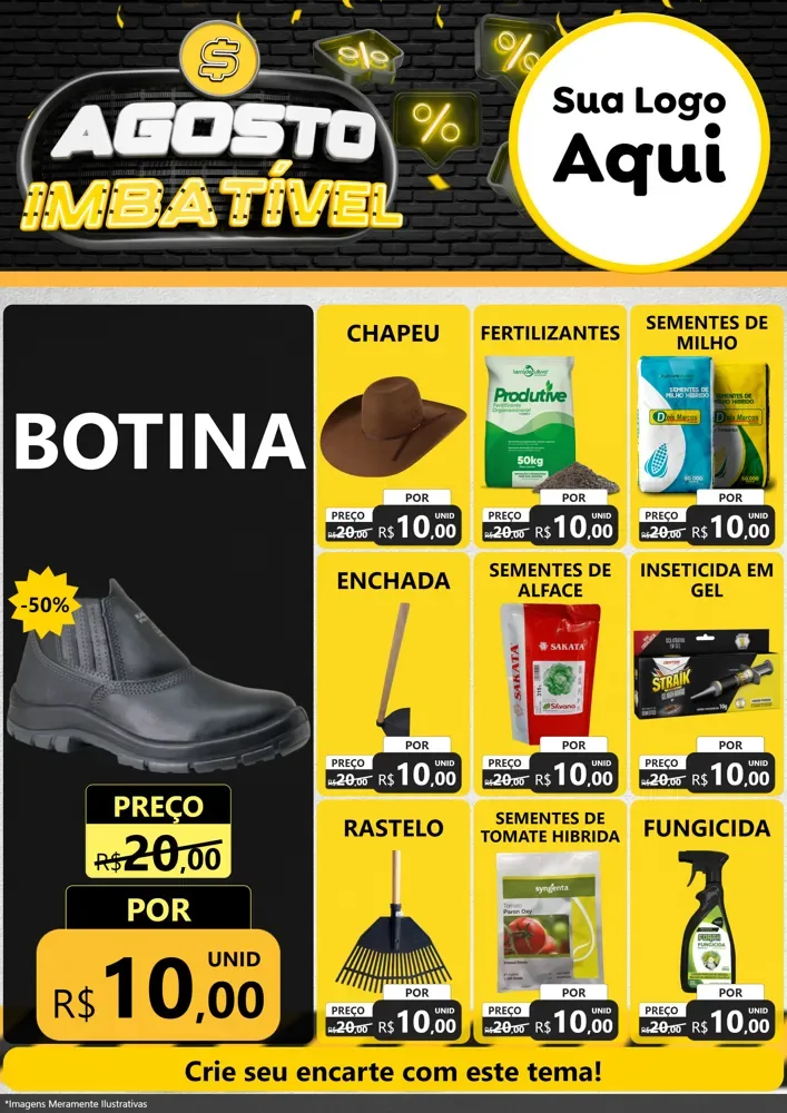 Modelo de Encarte para Encarte A4 Vertical com o tema Agosto Imbatível para Agropecuária