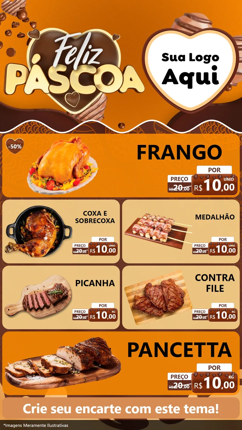Modelo de TV para TV Vertical com o tema Feliz Páscoa para Assados
