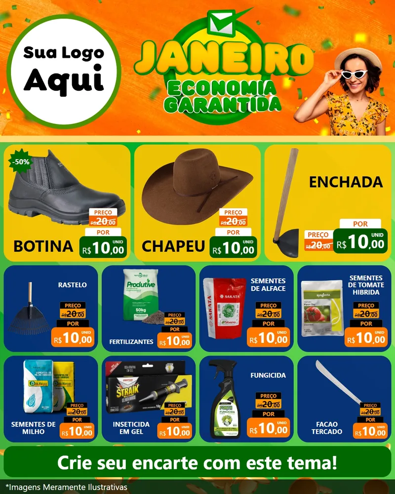 Modelo de Rede Social para Feed Instagram com o tema Janeiro - Economia Garantida para Agropecuária