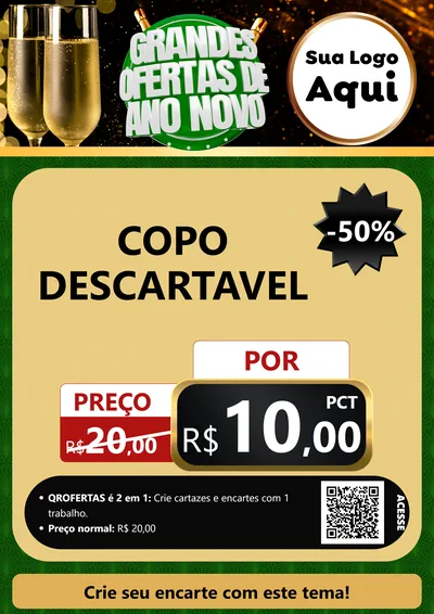 Modelo de Cartaz para Cartaz A4 Vertical com o tema Grandes Ofertas de Ano Novo para Embalagens