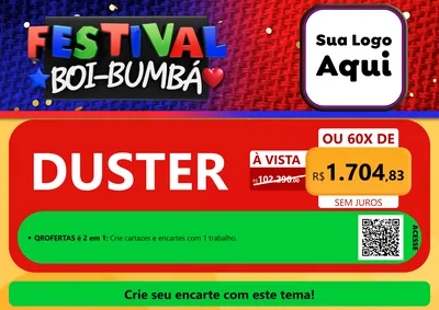 Modelo de Cartaz para Cartaz A4 Horizontal com o tema Festival Boi-Bumbá para Concessionaria de Carros
