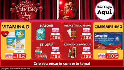 Modelo de TV para TV Horizontal com o tema Valentine's Day para Farmácia