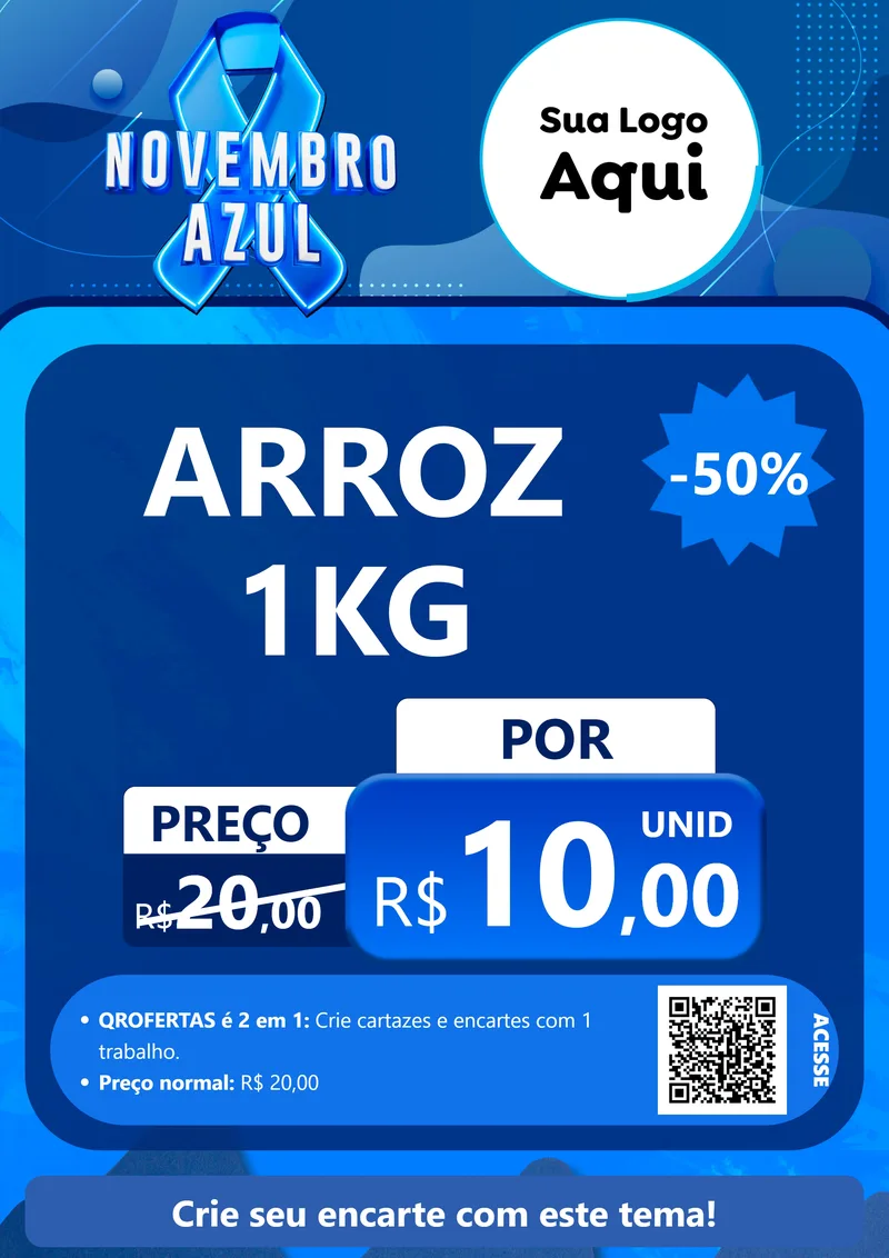 Modelo de Cartaz para Cartaz A4 Vertical com o tema Novembro Azul para Supermercado