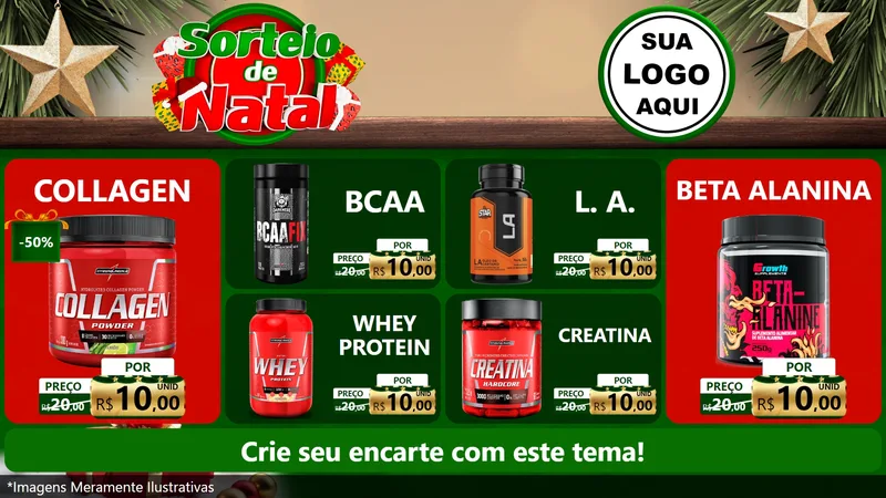 Modelo de TV para TV Horizontal com o tema Sorteio de Natal para Suplementos alimentares