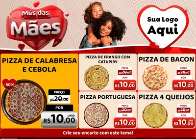 Modelo de Encarte para Encarte A4 Horizontal com o tema Mês das Mães para Pizzaria