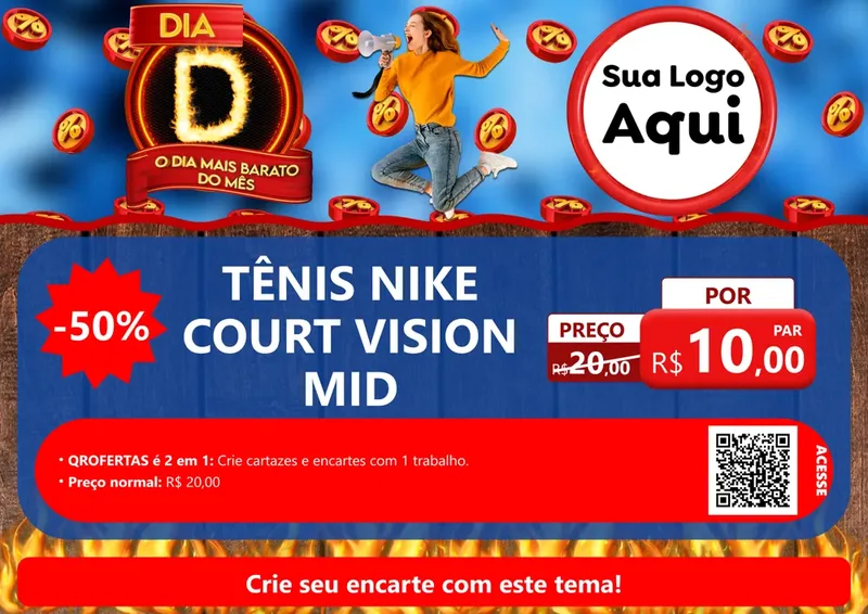 Modelo de Cartaz para Cartaz A4 Horizontal com o tema Dia D - O Dia Mais Barato Do Mês para Calçados