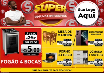 Modelo de Encarte para Encarte A4 Horizontal com o tema Super Segunda Imperdível para Móveis e Eletro