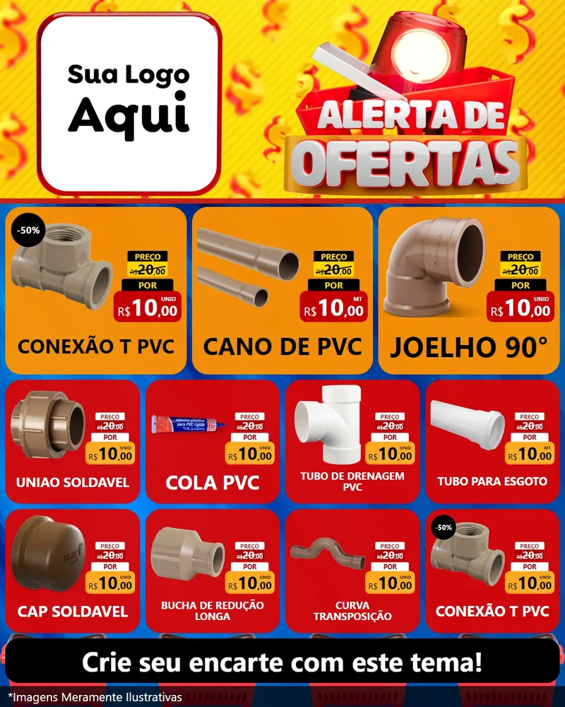 Modelo de Rede Social para Feed Instagram com o tema Alerta de Ofertas para Tubos e conexões