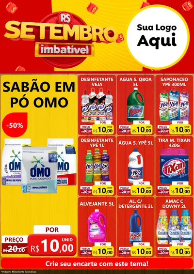 Modelo de Encarte para Encarte A4 Vertical com o tema Setembro Imbatível para Produtos de Limpeza