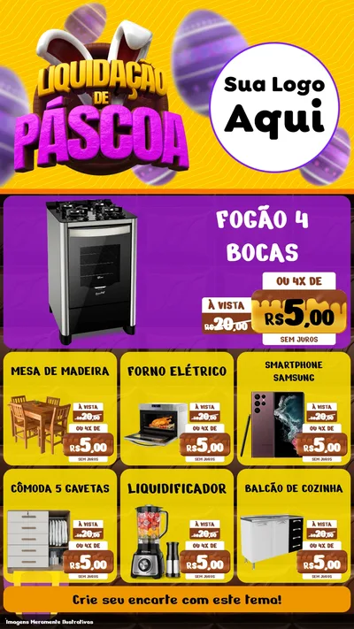 Modelo de Rede Social para Stories com o tema Liquidação de Páscoa para Móveis e Eletro