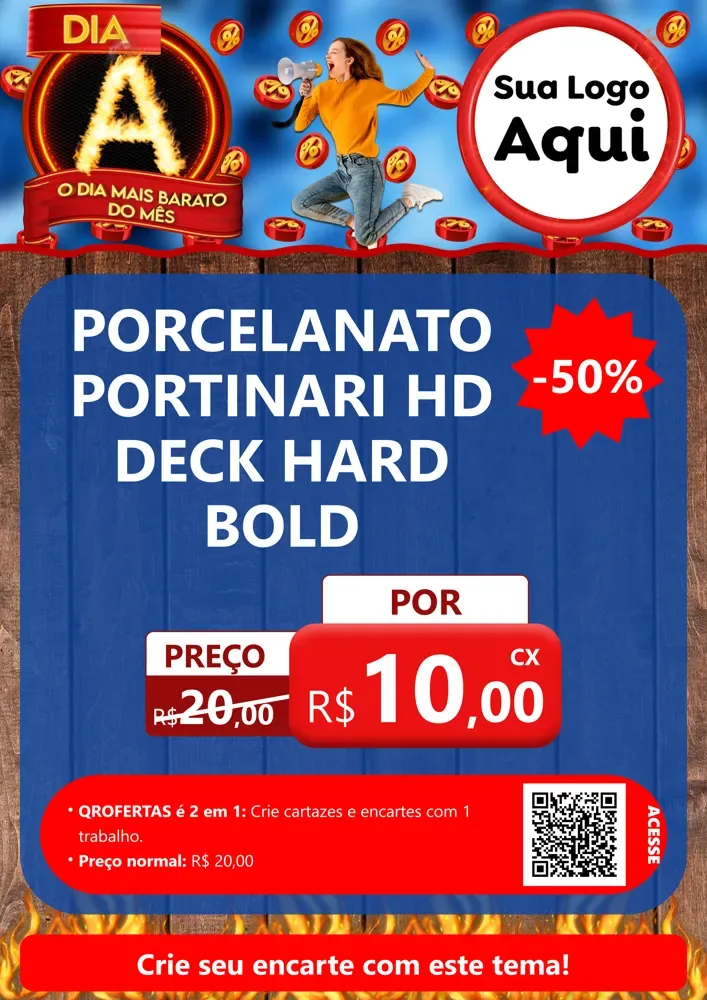 Modelo de Cartaz para Cartaz A4 Vertical com o tema Dia A - O Dia Mais Barato Do Mês para Pisos e revestimentos