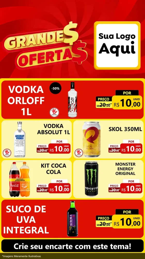 Modelo de TV para TV Vertical com o tema Grandes Ofertas para Distribuidora de bebidas