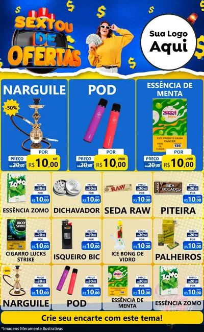 Modelo de Encarte para Encarte Grande com o tema Sextou de Ofertas para Tabacaria