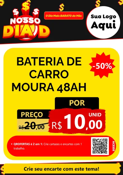 Modelo de Cartaz para Cartaz A4 Vertical com o tema Nosso Dia D para Baterias Elétricas