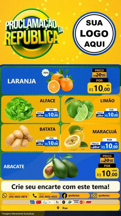 Modelo de TV para TV Vertical com o tema Proclamação da República para Hortifrúti