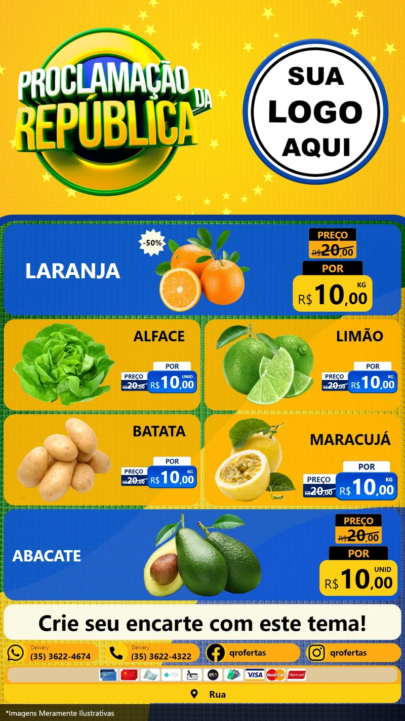 Modelo de TV para TV Vertical com o tema Proclamação da República para Hortifrúti