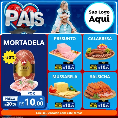 Modelo de Rede Social para Feed Facebook com o tema Mês Dos Pais para Frios e Laticínios
