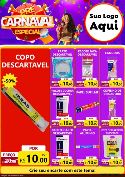 Modelo de Encarte para Encarte A4 Vertical com o tema Pré-Carnaval Especial para Embalagens