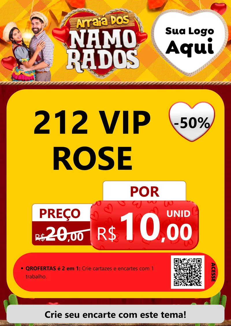 Modelo de Cartaz para Cartaz A4 Vertical com o tema Arraiá dos Namorados para Perfumes