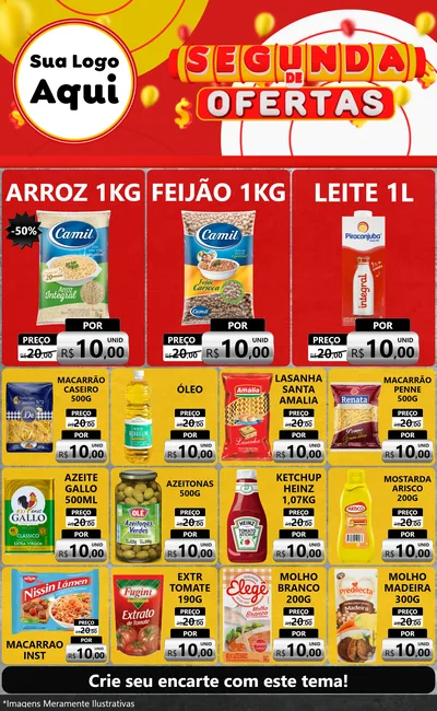 Modelo de Encarte para Encarte Grande com o tema Segunda de Ofertas para Supermercado