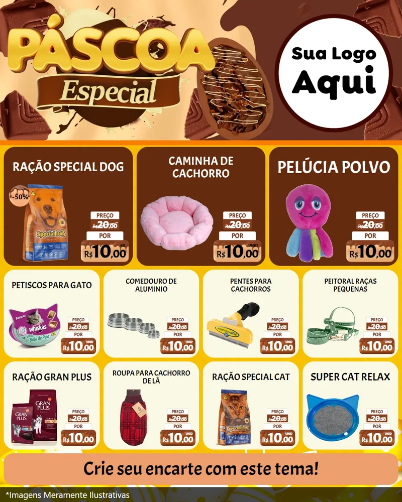 Modelo de Rede Social para Feed Instagram com o tema Páscoa Especial para Pet Shop