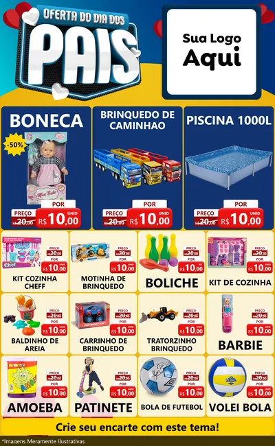 Modelo de Encarte para Encarte Grande com o tema Oferta Do Dia Dos Pais para Brinquedos