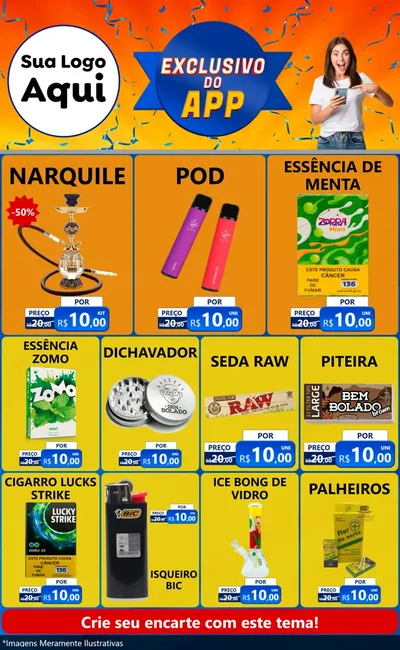Modelo de Encarte para Encarte Grande com o tema Exclusivo do Aplicativo para Tabacaria