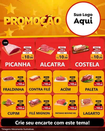Modelo de Rede Social para Feed Instagram com o tema Promoção para Açougue