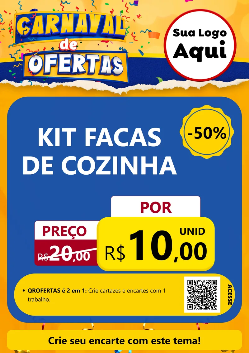 Modelo de Cartaz para Cartaz A4 Vertical com o tema Carnaval de Ofertas para Utilidades Domésticas