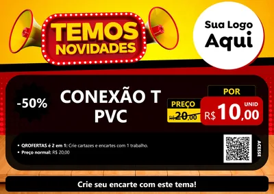 Modelo de Cartaz para Cartaz A4 Horizontal com o tema Temos Novidades para Tubos e conexões