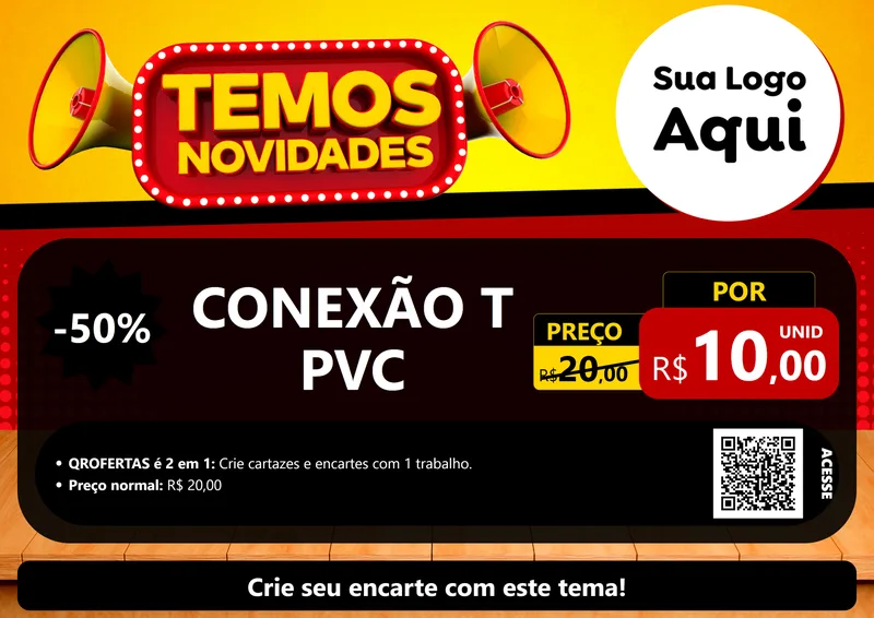 Modelo de Cartaz para Cartaz A4 Horizontal com o tema Temos Novidades para Tubos e conexões