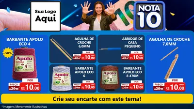Modelo de TV para TV Horizontal com o tema Nota 10 para Armarinho e Aviamentos