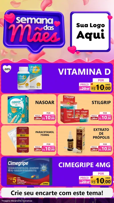 Modelo de TV para TV Vertical com o tema Semana das Mães para Farmácia