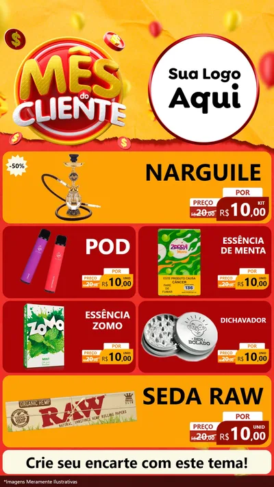 Modelo de TV para TV Vertical com o tema Mês do Cliente para Tabacaria