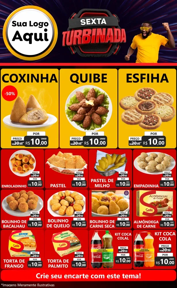 Modelo de Encarte para Encarte Grande com o tema Sexta Turbinada para Salgadaria